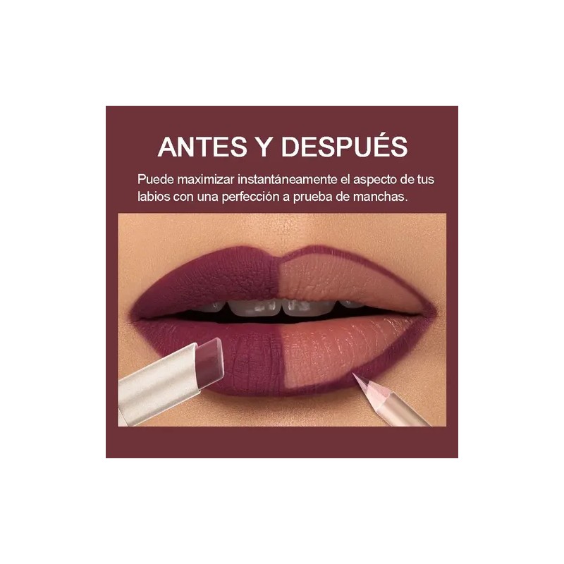 Set De Lapiz Labial Y Delineador Color Mate Impermeable 2pcs