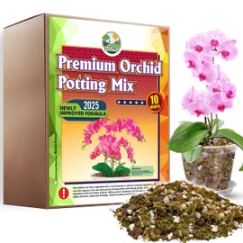 [Upgraded] DUSPRO Orchid Potting Mix for Repotting with Forest Moss, Pine Bark, Perlite & Pumice, Orchid Bark Potting Mix, Orchid Repotting Soil, Drainage Indoor Potting, Orchid Pot Not Included, 10QT