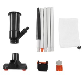 Small Pool Vacuum Portable Pond Vacuum Cleaner with 5 Section Aluminum Alloy Rod Nylon Fine Mesh Bag for Spa Hot Tub Black EU Standard