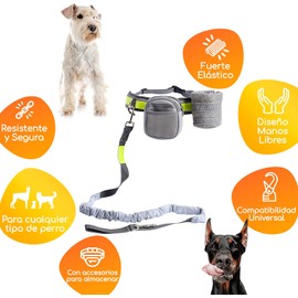 MASCRETTA Correa Manos Libres para Pasear Perros. Incluye Cangurera/Estuche y Porta Bote. Excelente para Entrenamiento, Correr y Trotar con tu Mascota. Correa Free-Walk. Handsfree Dog Leash.