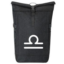 Huuraa Messenger Backpack Libra Zodiac Sign Gift 30-44 Litres Black Melange Roll-Top Fairtrade Scales Gift Idea