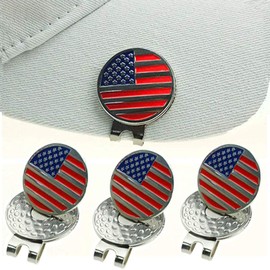 KOFULL Golf Hat Clip& Golf Marker US Flag Stainless Steel Golf Accessories for Men Golf Gifts - 4/Pack