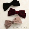 VINGTAINE H7640-BK- Barrette Ribbon, Velvet Hair Clip, Classical Hair Accessory,