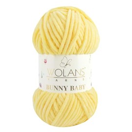 Wolans Bunny Baby Chenille Style Yarn Wool 70 Colours Available 100g Balls (Lemon Col 44)