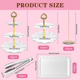 14 PCS Cupcake Stand Set 3 x Two-Tier and 2 x Three-Tier Cupcake Stands 2 x Donut Stands 5 x Appetizer Trays with 2 x Tongs Dessert Table Display Set for Birthday Wedding Baby Shower Tea Party