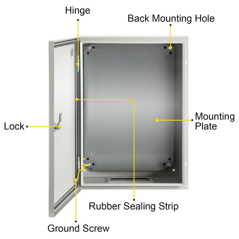VEVOR Electrical Enclosure Box, 16'' ×12'' ×6'', Carbon Steel Hinged