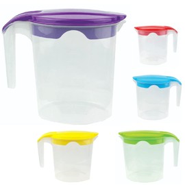 4 x Jugs 1 Litre Fridge Door Plastic Jug - Water Jug - Milk Storage Contanier Pitcher Juice Jugs with Lid (Set-4)