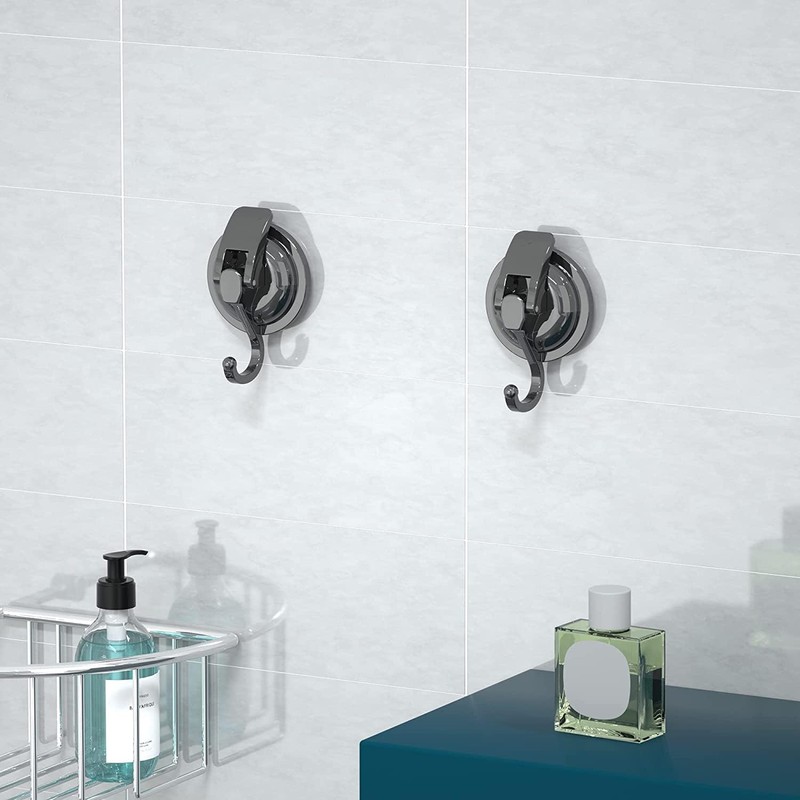 SOCONT Heavy Duty Vacuum Suction Cup Hooks, Gun Silver Plated