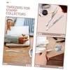 TEHAUX 3pcs Precision Stainless Steel Tweezers Flat Tweezers for Stamp