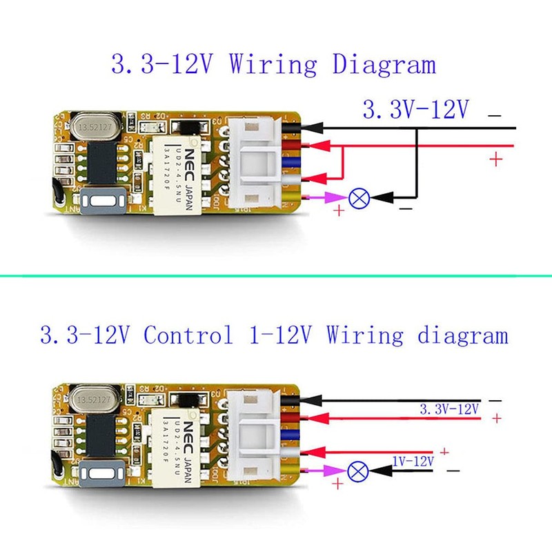 DC 3.3V 3.5V 3.7V 5V 12V 1A Micro Wireless Remote