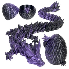 TEOXQPBJ 3D Printed Dragon Egg Easter Mysterious Dragon Toy Realistic Movable Dragon Figures Flexible Joints Home Decoration Desk Toy Dark Purple
