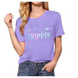 ASTANFY Girls Trip Shirt Womens Bestie Shirts Casual Summer Vacation Tshirts Family Matching Outfits Purple