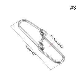 PATIKIL 100pcs 25kg Stainless Steel Swivel Slide Ring Duo Lock Snap Fishing Tackle Kit for Saltwater Freshwater Silver
