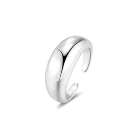 ALEXCRAFT Sterling Silver 925 Rings for Men and Women, 14K Gold Plated Simple Open Adjustable Rings Chunky Chunky Thick Wide Large Smooth Dome Water Drop Thumb Finger Hugging Ring 7-8 Size