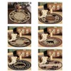Soyalie Village Cabin Bear Round Area Rug for Dining Room