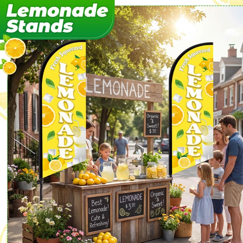 Lemonade Feather Flag With Pole Kit - 2 Pcs 8.2Ft