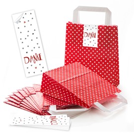 Logbuch-Verlag 10 Small Thank You Stickers Bags Gift Bags for Gifts Christmas Wedding Mother's Day Festivals 18 x 8 x 22 cm as Thank You Gift Packaging