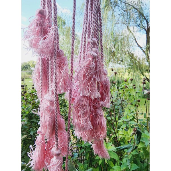 Set Of 2 Vintage Pink Satin Tassel Tiebacks