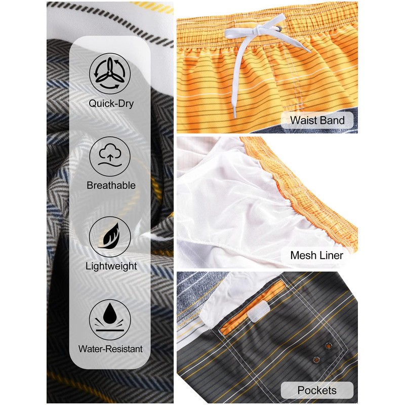 Unitop Bañador para hombre, diseño de rayas coloridas con forro,