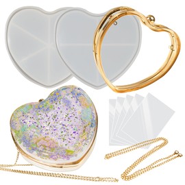 Resin Shaker Mold Clutch Purse Complete Set of 9 Kits 6" Large Heart Bag DIY Accessories