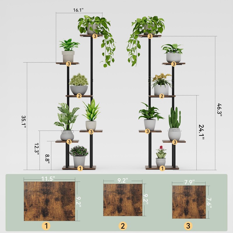 Elaruslux 46" Plant Stand Indoor with Grow Lights Corner Plant