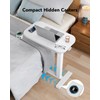 HUANUO Bedside Table with Wheels, Height-Adjustable Rolling Computer Cart, Overbed