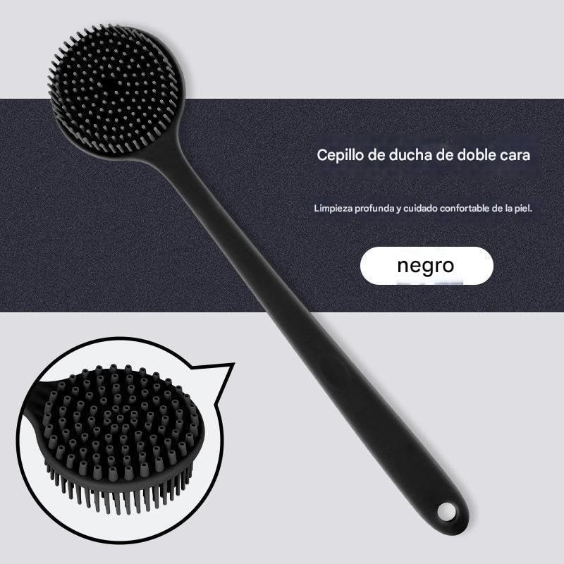 Cepillo Silicona Tres Uno Baño Mango Largo Masaje Espalda Limpieza