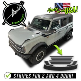 Benini Design Studio Ford Bronco 2 and 4 Door Retro Hockey Racing Stripes Decal - Fits 2021 2022 (Matte Black, 4 Door)