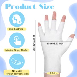 HJZHII 6 Pairs White Fingerless Gloves, White Cotton Gloves for Dry Hands Sleeping Soft Fingerless Glove Breathable Moisturizing Sleeping Glove for Dry Hands Overnight Hydration