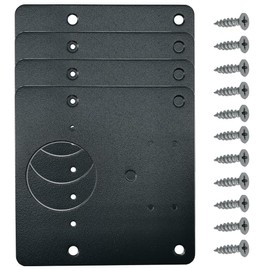 Ruidee Pack of 4 Hinge Repair Plate Cabinet Hinge Repair Brackets with Holes Stainless Steel Hinge Repair Plate with Screws for Wooden Furniture, Kitchen, Cabinet, Furniture (XFB/Black)