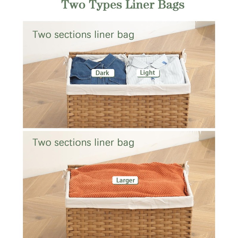 SETVSON Storage Basket with Lid Wicker Baskets for Storage with