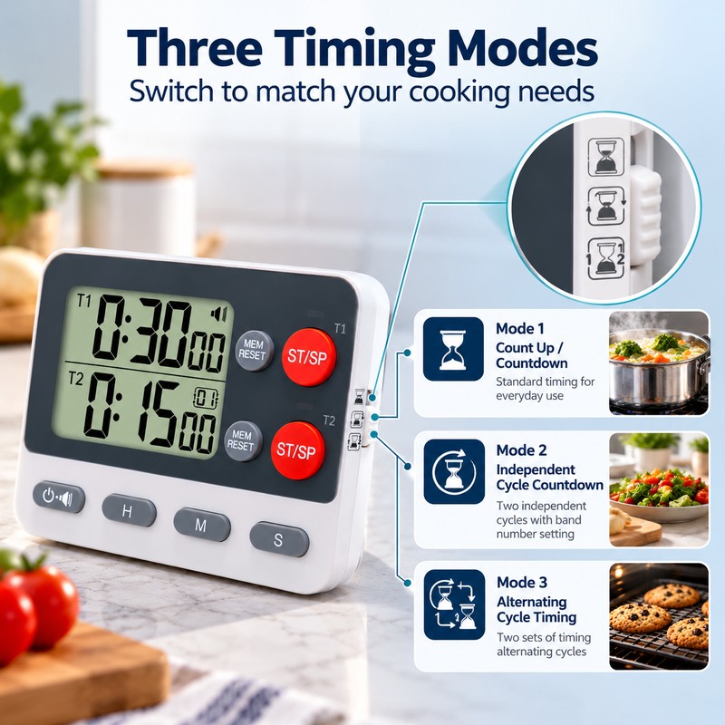 Dual Digital Kitchen Timer for Cooking & Baking – Independent