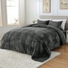 YIYEA Faux Fur Comforter Set Queen Size with Fitted Sheet,