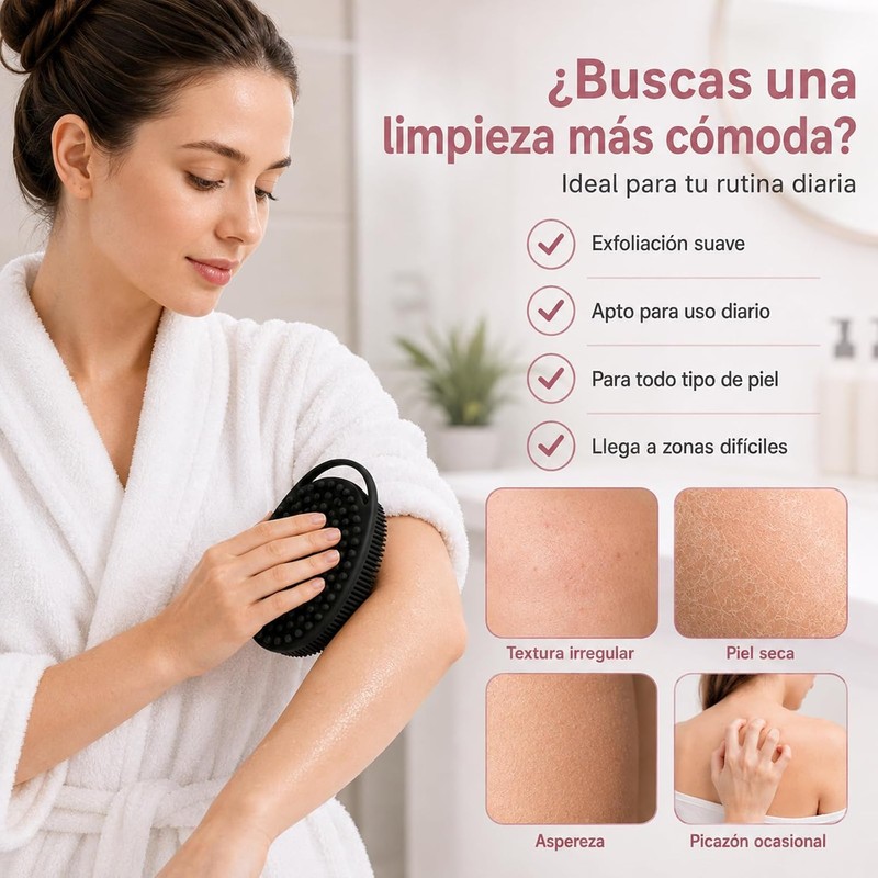 2 Piezas Cepillo Corporal de Silicona Doble Cara para Exfoliar
