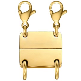 Layering Magnetic Necklace Clasp,18 K Gold and Silver Separator for Stackable Necklaces