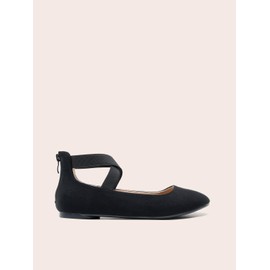 DREAM PAIRS Women's Comfortable Ballet Flats Fashion Flat Shoes with Ankle Wrap and Elastic Cross Straps, black