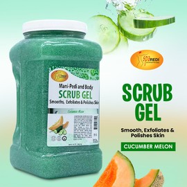 SPA REDI – Exfoliating Scrub Pumice Gel, Cucumber Melon, 128 Oz - Manicure, Pedicure and Body Exfoliator Infused with Hyaluronic Acid, Amino Acids, Panthenol and Comfrey Extract