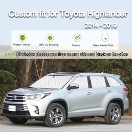 KMF 8pcs Full Window Sun Shades Custom Fit for Toyota Highlander 2014-2019 Accessories, Privacy Car Window Covers Sunshade for Windshield Side Rear, UV Block and Blackout for Car Camping Outdoor