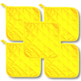 Lobyn Value Packs Economical Lightweight Bulk Potholders Ten (10) Pack Everyday Quality 6.5" Square Perfect for Craft Projects Yellow