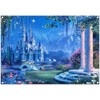 Monalivest Fabric 7x5ft Blue Fairytale Castle Night Sky Backdrop