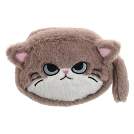 Gatuida Cute Cat Plush Coin Purse with Ample Storage Soft Cartoon Change Wallet for Students Portable Kawaii Card Holder and Makeup Bag White