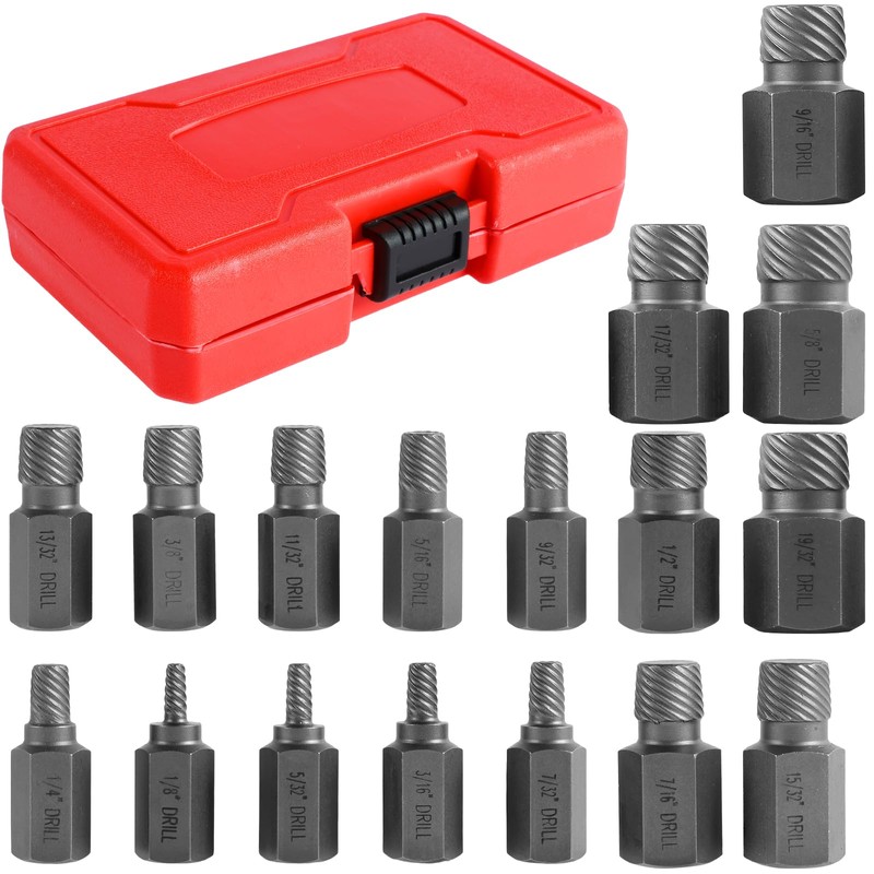 17Pcs Screw Extractor Set Hex Head Easy Out Bolt Extractor
