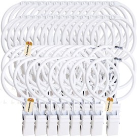 Lsgoodcare Openable Curtain Clips with Rings, White, Strong Metal Decorative Curtain Clips, 1.26 Inches, Rustproof Drapery Open Clip Rings, Pack of 40, Reusable