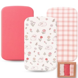 Bassinet Sheets 21" x 35" Fit for Besrey, Foalom, Bellababy, MiClassic, Milliard and Large Bassinet Mattress, 100% Jersey Cotton Super Soft and Breathable Bassinet Fitted Sheets, 3 Pack, Pink