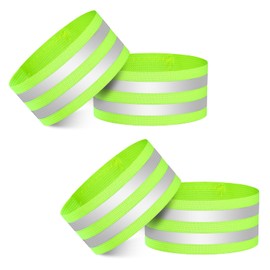 Heveer Reflective Bands Reflective Band Elastic Reflective Safety Wristband for Night Walking Cycling Running Pack of 4 Green