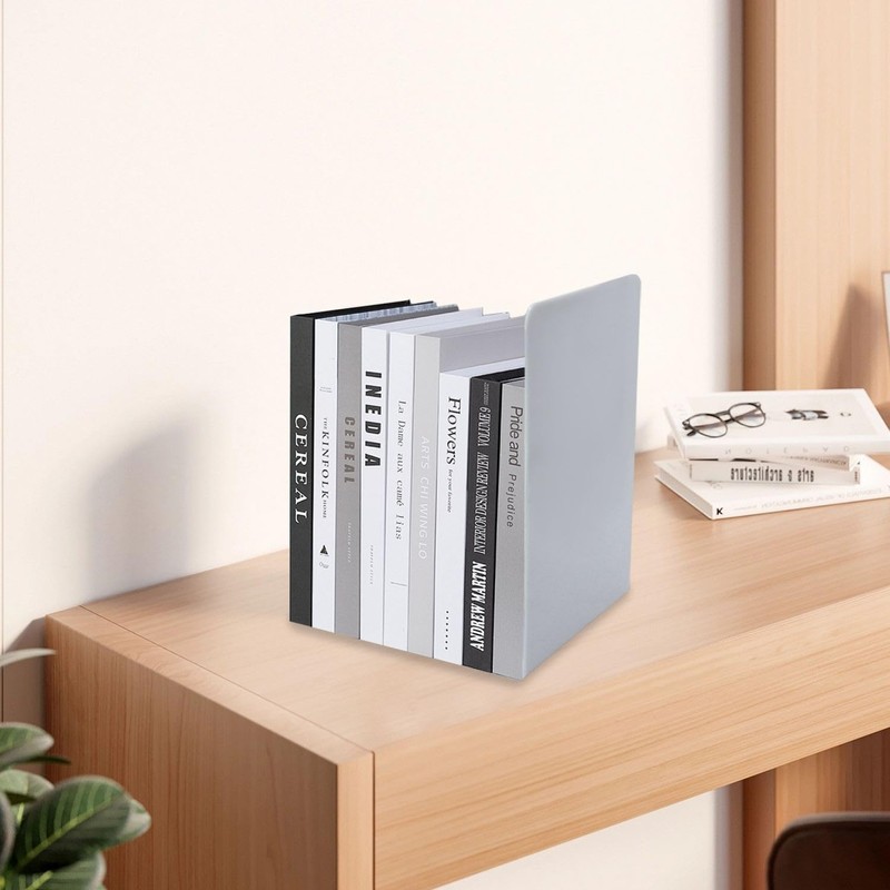 KKLM Bookends, Black, Set of 2, 4 Pieces, Non Slip