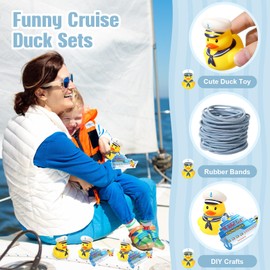 Lenwen 60 Pcs Duck Tag Cruise Kit Back to School Gifts Includes 20 Pcs Mini Rubber Ducks 20 Sheets Cruise Tag Card 20 Elastic Rubber Bands for Carnival Game Rewards(Yellow)