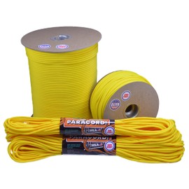 Bored Paracord - 1', 10', 25', 50', 100' Hanks & 250', 1000' Spools of Parachute 550 Cord Type III 7 Strand Paracord Well Over 300 Colors - Canary Yellow - 250 Foot Spool