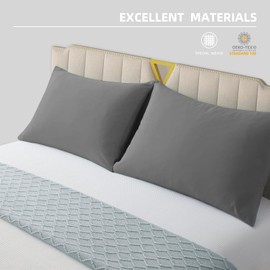 Cushion Cover 50 x 90 cm (Set of 2) – Microfibre Certified Oeko-Tex® – Cushion Cover with Zip – Pillow Case Soft and Breathable – Dark Grey