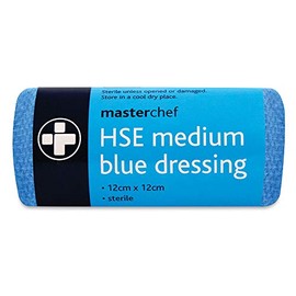 Reliance Medical Masterchef HSE Medium Dressing, Sterile Wound Dressing, Ideal for Food Environment, Unboxed, 12 cm x 12 cm, Blue